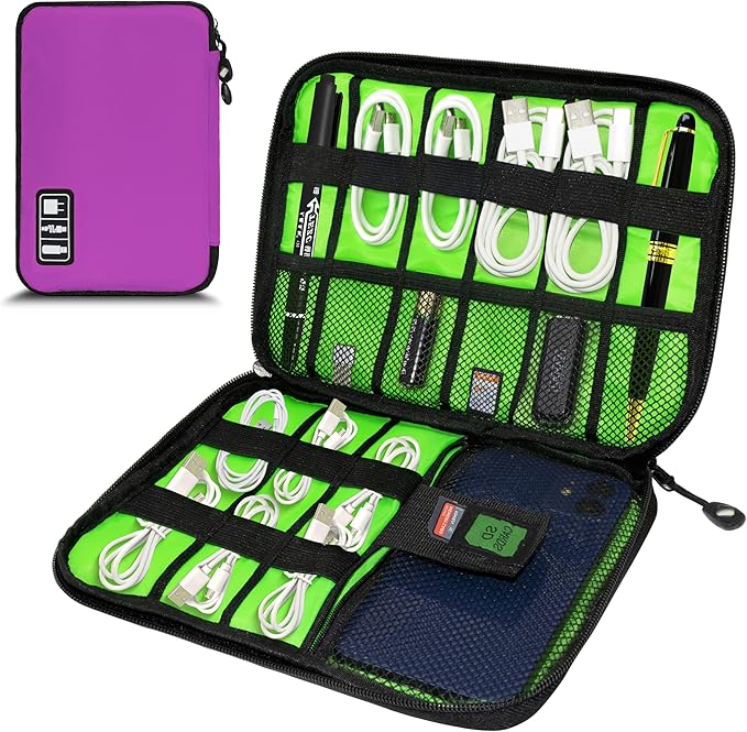 Electronics Organizer, Travel Cord Organizer Pouch, Rosered
