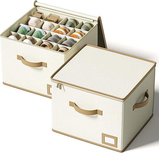 Shoe Organizer for Closet, Square Shoe Storage Box with Adjustable Dividers