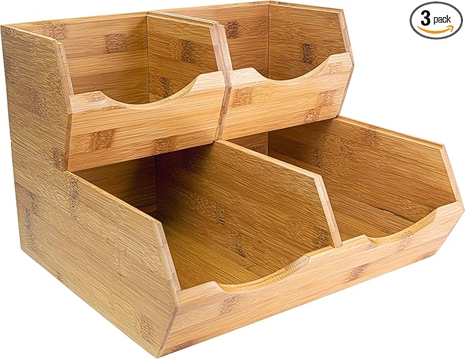 Bamboo Pantry Storage Bins, Potato & Onion Storage Bin for Pantry Organizers