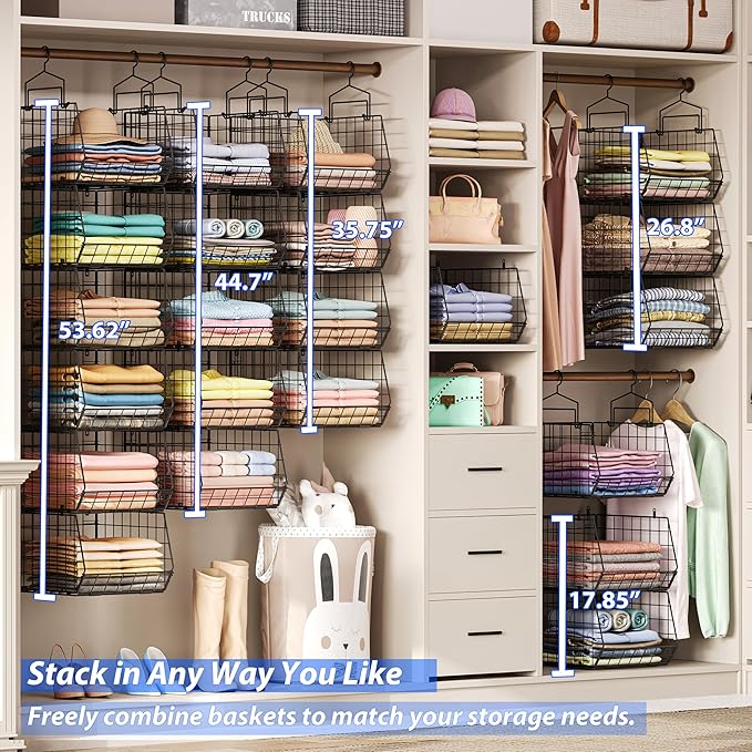 6-Tier Extended Depth Hanging Closet Organizers and Storage for Closet