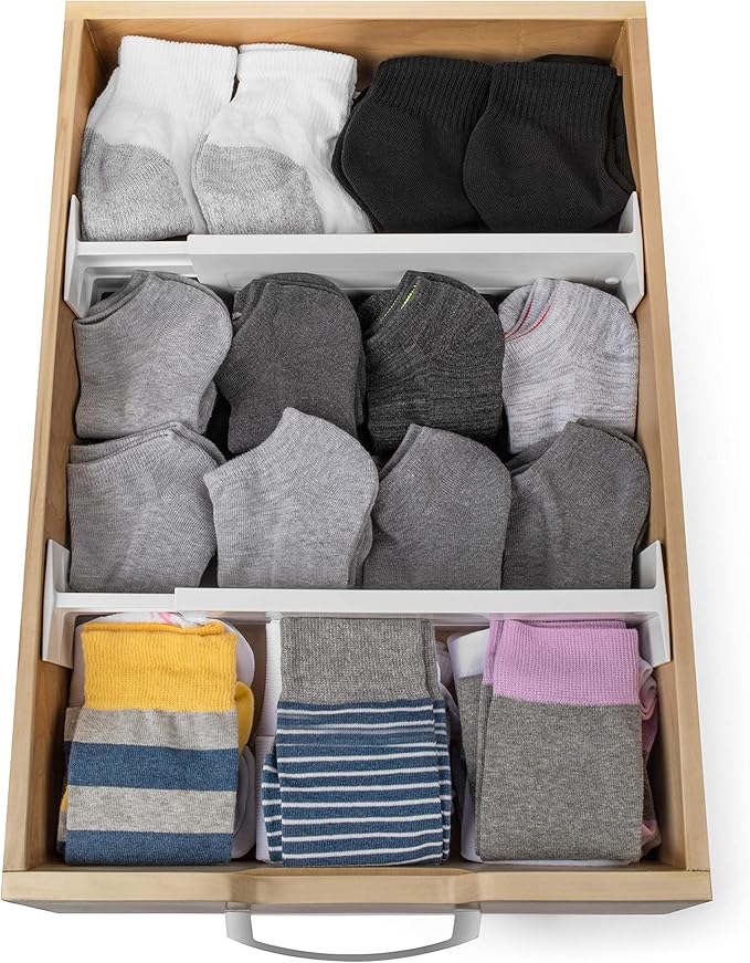 Dial Industries Adjustable Dresser Drawer Clothes Organizer Dividers, Set of 4