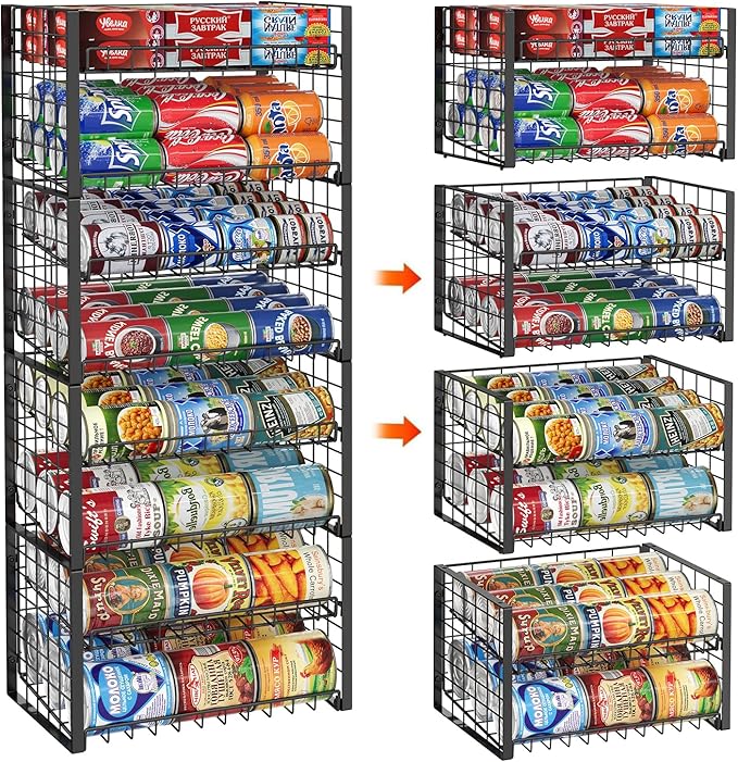 2-Tier Stackable Rack Organizer for Pantry, 4 Pack