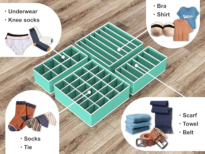 Simple Houseware 4-Pack Drawer Organizer Set, Turquoise