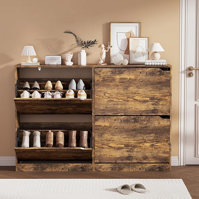 Shoe Storage Cabinet, Brown, 47.24" x 32.28" x 9.44"