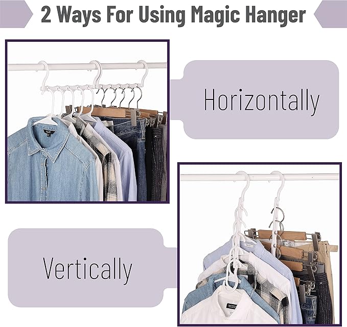 Mr. Pen- Space Saving Hangers, 8 pcs, 360° Rotating Hooks, Magic Cascading Hanger Organizer with 5 Enclosed Slots, Closet Organizers and Storage for Clothes, College Dorm Room Essentials