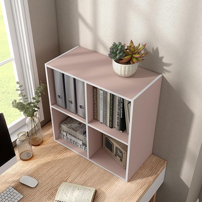 Homes, Inside + Out Apexa 4-Cube Storage Organizer Shelves, Light Pink