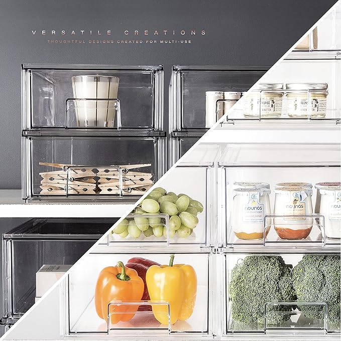 BINO | Stackable Storage Drawers, Small - Clear | THE CRATE COLLECTION | Storage Bins With Drawers | Bathroom Organizers | Under Sink Organizer | Vanity Cabinet Home Organization