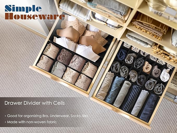 Simple Houseware 4-Pack Drawer Organizer Set, Black
