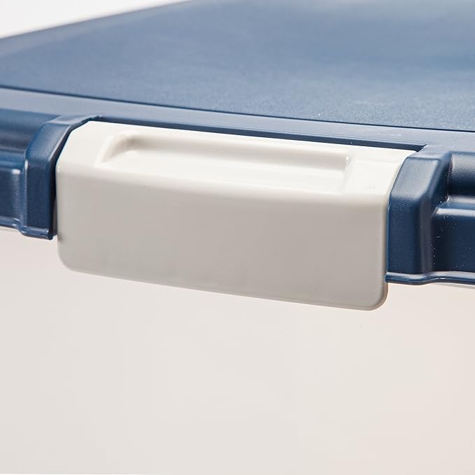 USA Dog Food Storage Container, Up to 54 Pounds, Attachable Wheels, Navy/Pearl