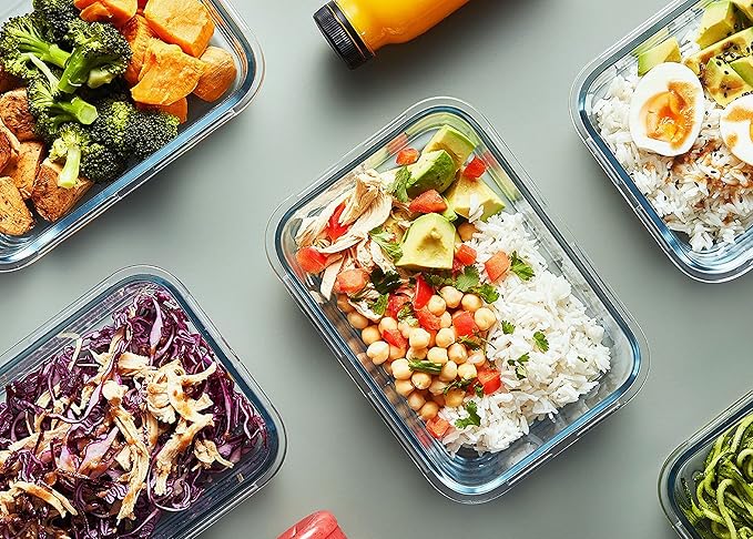 Glass Meal Prep Containers with Lids, 10-Pack, Green