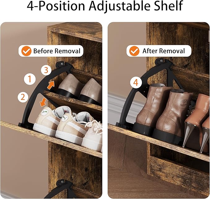 Shoe Storage Cabinet, Brown, 47.24" x 32.28" x 9.44"
