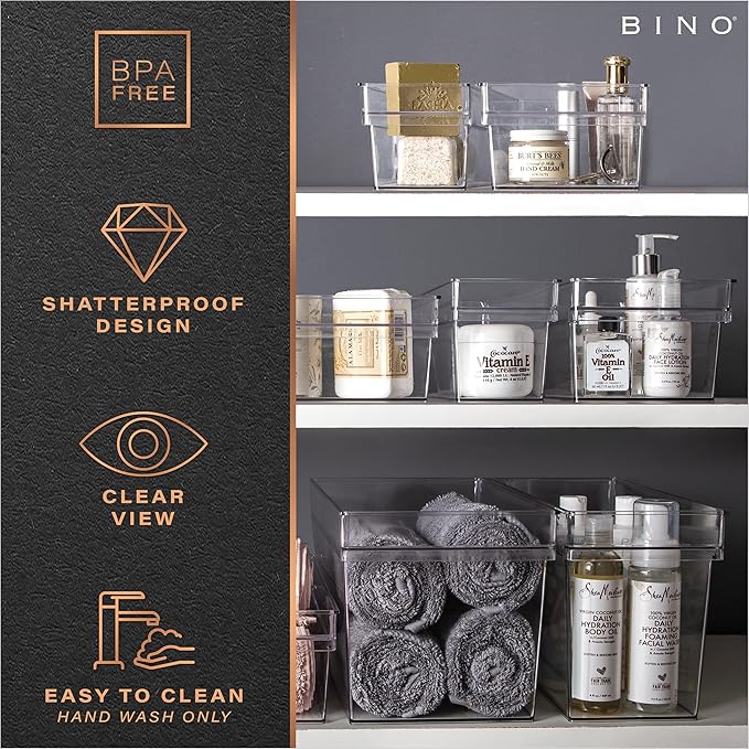 BINO | Plastic Storage Bins, X-Large | THE HANDLER COLLECTION | Multipurpose Organizer Bins | Kitchen Pantry Organizers and Storage | Clear Containers for Organizing Home | Freezer Organizer