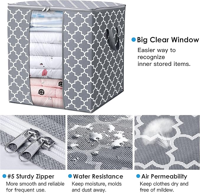 Storage Bags 4 Pack/100L Large Blanket Clothes Organization and Storage