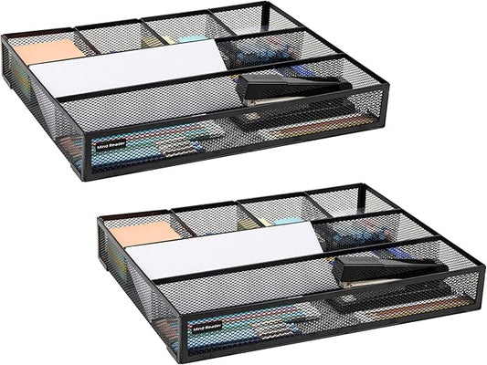 Mind Reader Drawer Organizer, Desk Org, Utensil Organizer, Office, Black
