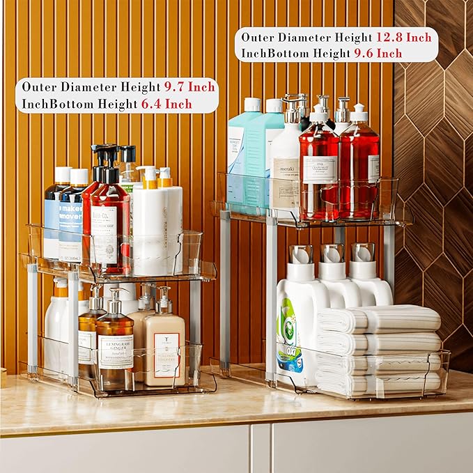 2 Pack 2 Tier Under Cabinet Bathroom Storage