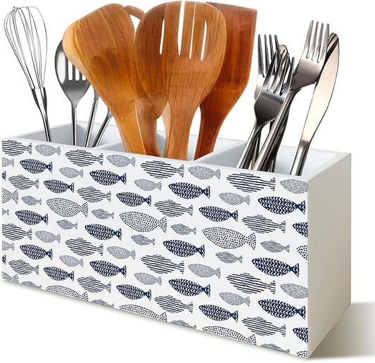 Fishing Decor, Coastal Beach Fish Pen Pencil Holder Organizer for Desk