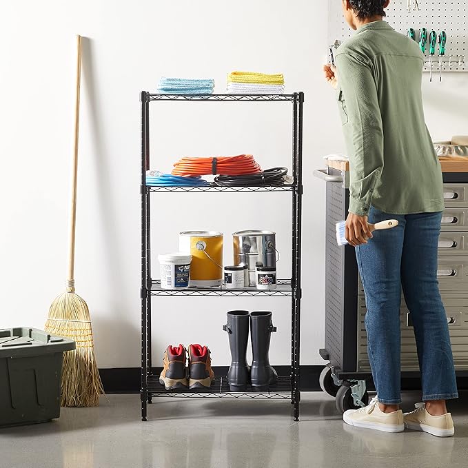 Amazon Basics 4-Shelf Steel Wire Storage Shelves for Garage