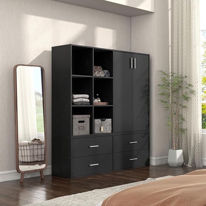 Homes, Inside + Out Apexa 6-Cube Storage Organizer Shelves, Black