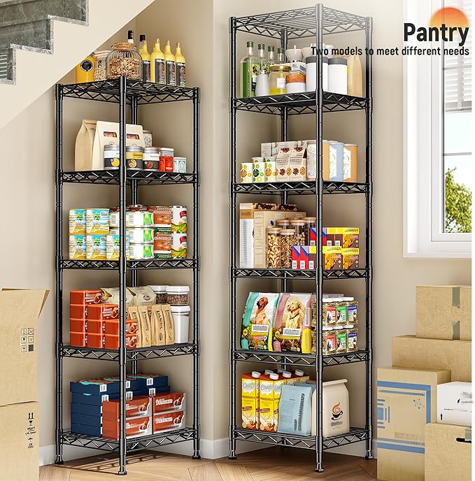 DurayLoly 6-Tier Narrow Storage Shelves with Anti-Tip Screws, 265 lbs Capacity, Adjustable Metal Wire Shelving Unit for Kitchen, Pantry, Bathroom, Laundry Room & Garage – 15.8" W x 11.8" D x 63.8" H