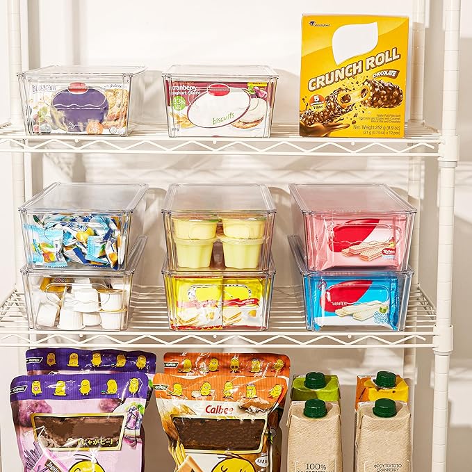 8pcs Clear Organizers and Storage Bins with Lids