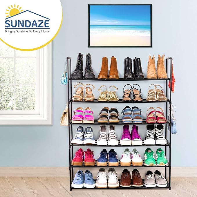 Shoe Rack, 6 Tier Metal Shoe Rack for Front Door Entrance