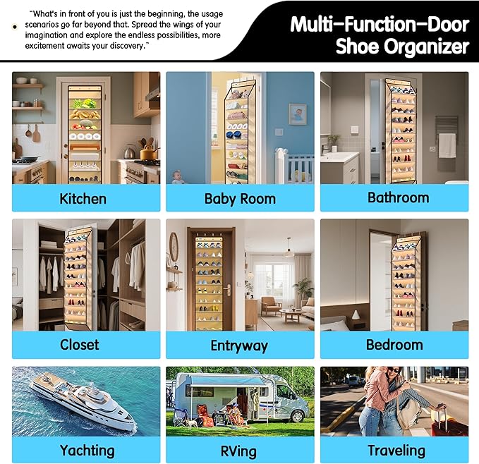 Kotkn 10 Tier Over The Door Organizer, Beige