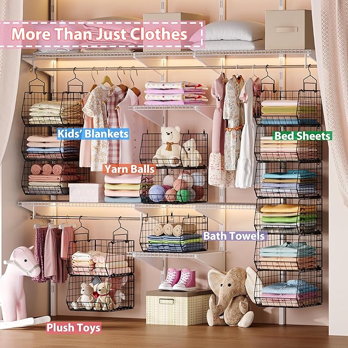 6-Tier Extended Depth Hanging Closet Organizers and Storage for Closet