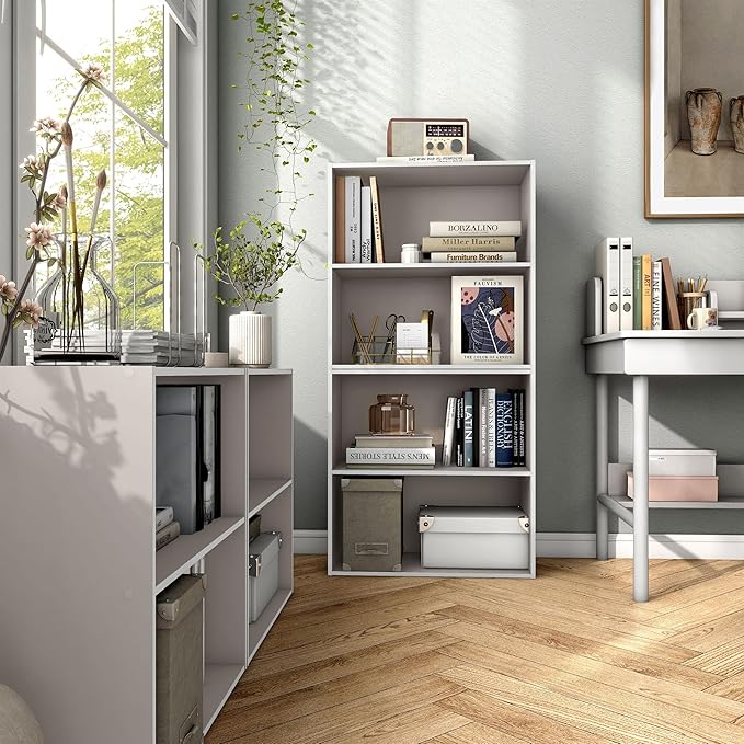 Homes, Inside + Out Apexa 2-Tier Cube Storage Organizer Shelves, Taupe Grey