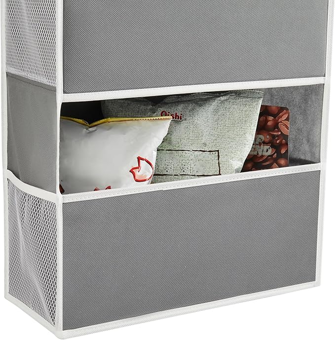 5 Tiers Over The Door Organizer Hanging - EXTRA THICK & 50lbs HUGE CAPACITY, 10 Side Mesh Pockets Over The Door Shoe Organizer, for Closet, Diaper Organizer, Bedroom, Bathroom,Nursery (Grey, 1pc)