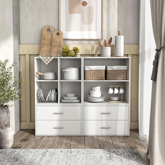 Homes, Inside + Out Apexa 2-Tier Cube Storage Organizer Shelves, White