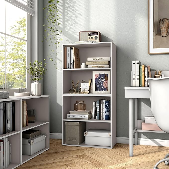 Homes, Inside + Out Apexa 2-Tier Cube Storage Organizer Shelves, Taupe Grey