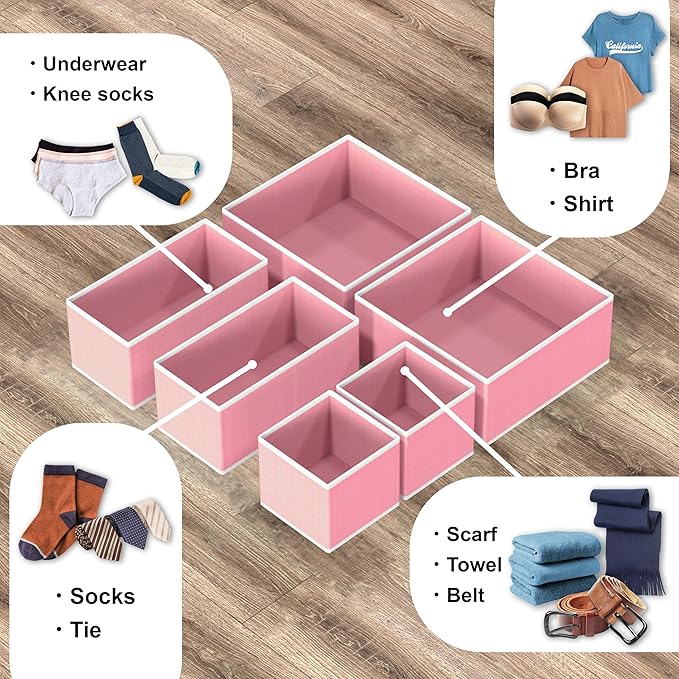 Simple Houseware Underwear Drawer Organizer, Pink