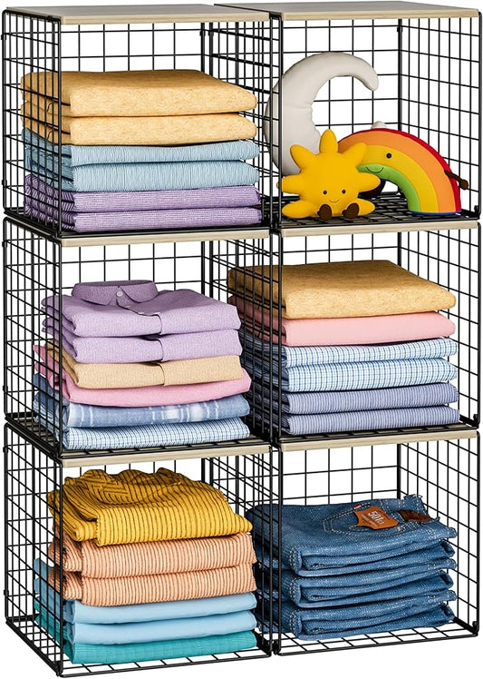 6 Pack Stackable Closet Organizers and Storage Basket