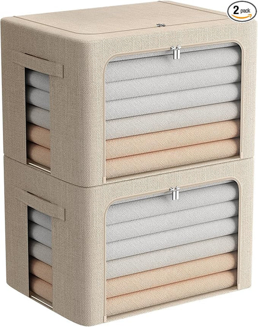 Extra Large Clothes Storage Bins Foldable Metal Frame Storage Box Stackable