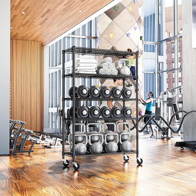 Heavy Duty Garage Shelving, 5 Tier Wide Metal Storage Shelf Rack