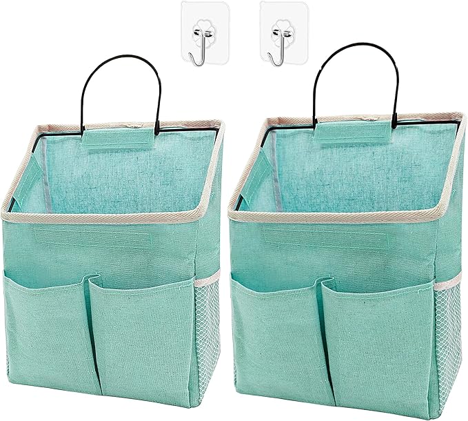 2pcs Wall Hanging Storage Bag, Wall Hanging Organizer Bags with Pockets, Green