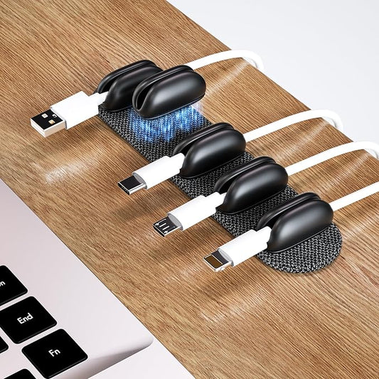 5-Pack Magnetic Cable Clips Cord Organizer, Smoothly Adjustable, Black