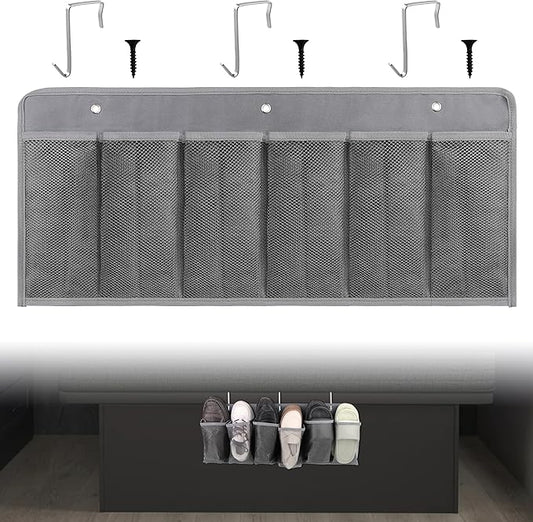 RVZONE RV Shoe Pockets 6 Large Pockets Heavy Hanging Bedside Storage Organizer with Sturdy Hooks Storage Pockets Hangs on bed for Shoes Toys and Tool Accessories