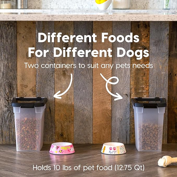 USA Airtight Dog Food Storage Container, Up to 10 lbs Each, 2 Pack