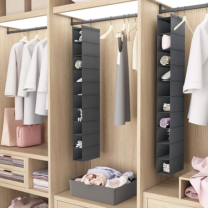 MAX Houser 10-Shelf Hanging Shoe Shelf Organizer, Hanging Shoe Storage for Closet,Pack of 2(Grey)