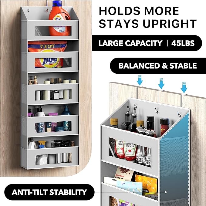 Simple Houseware Large Heavy Duty Over the Door Organizer with 5 Clear Window