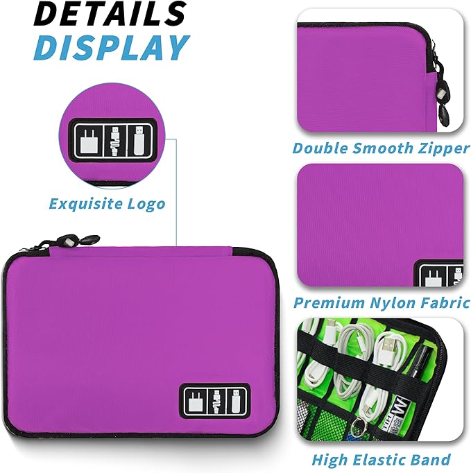 Electronics Organizer, Travel Cord Organizer Pouch, Rosered