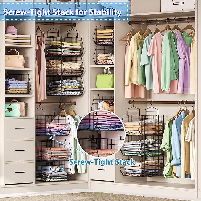 6-Tier Extended Depth Hanging Closet Organizers and Storage for Closet