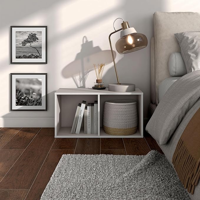 Homes, Inside + Out Apexa 2-Cube Storage Organizer Shelves, Taupe Grey