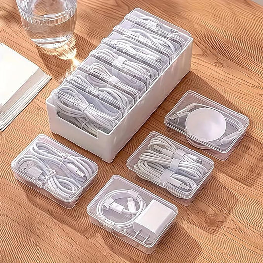 7 Box Cable Organizer Storage Box, Desktop Cable Management with Switch