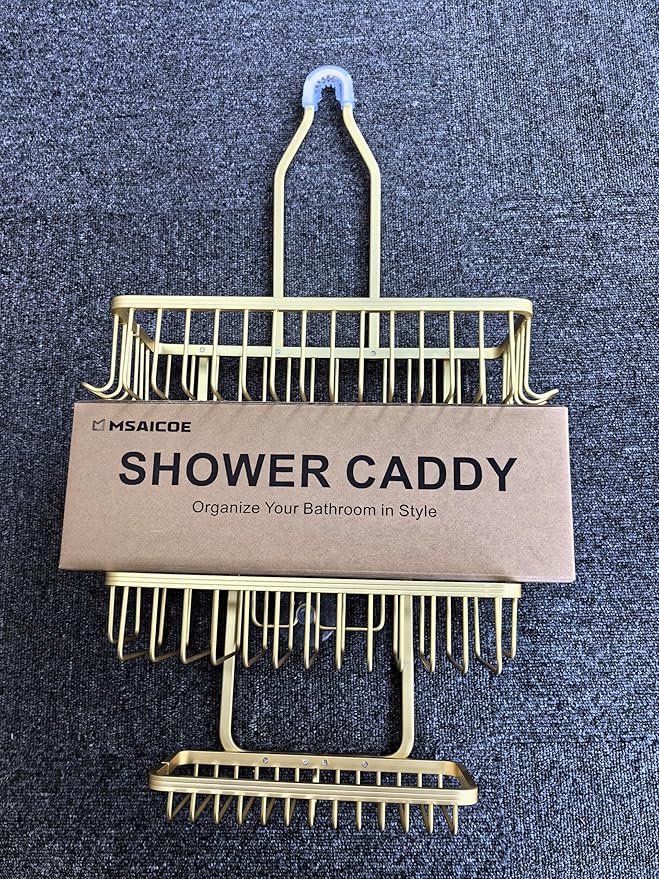 Shower Caddy Hanging, Never Rust Shower Hanging Organizer, Gold