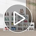 12 Pack Large Stackable Clear Plastic Shoe Storage Boxes Organizer, White